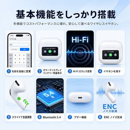 Tokonoma™ スマートディスプレイ搭載 ノイズキャンセリング完全ワイヤレスイヤホン