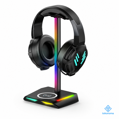 日本で大人気！Tokonoma™ RGB充電ドック付きゲーミングヘッドホンスタンド ✨🎧⚡