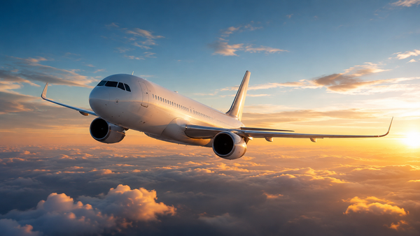 海外旅行中の飛行機