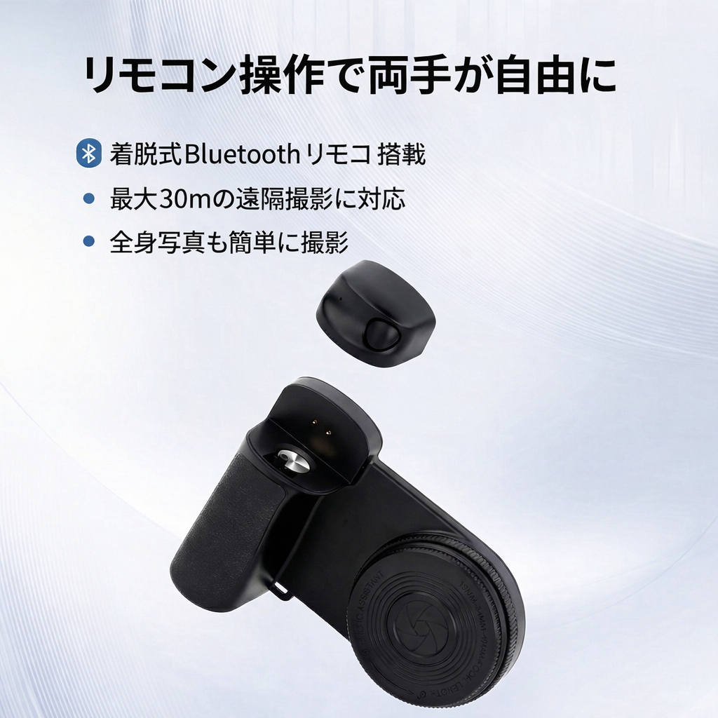 日本で大人気！MagSafe対応 Bluetoothリモコン付き スマホ撮影グリップ LEDリングライト 自撮り・動画撮影に最適✨📱📸