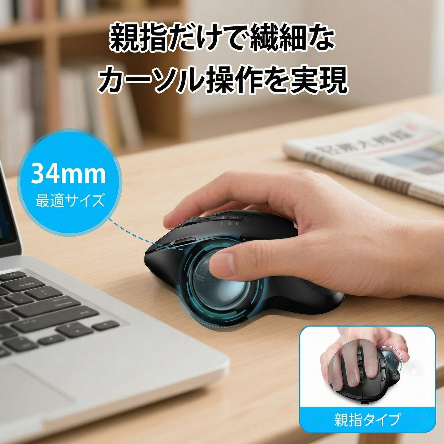 日本で大人気！Tokonoma™ 手首にやさしいトラックボールマウス✨